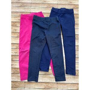 Spotted Zebra Bundle of Leggings Pink, Denim, Navy Blue Girls Size XS (4/5)